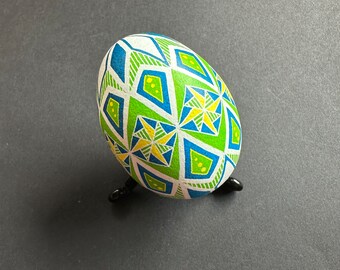 Blue Green Yellow Geometric Pysanka