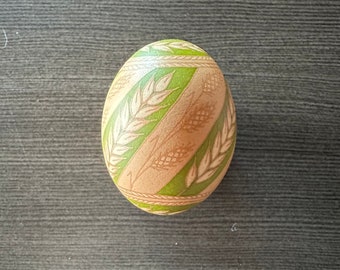 Etched and Dyed Brown Chicken Egg Pysanky