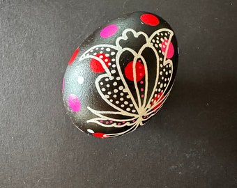 Pink Red Floral and Dot Pysanka