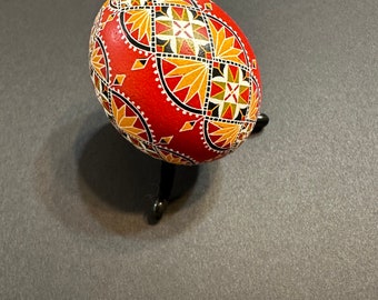 Dark Red, Gold, Olive, Black Geometric Pysanka