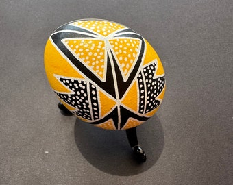 Black Yellow White Geometric Pysanka