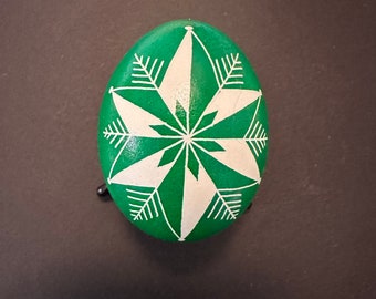 Snowflake Pysanka Ornament in Dark Green