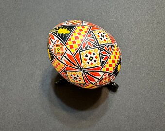 Red, Gold, Black Geometric Pysanka