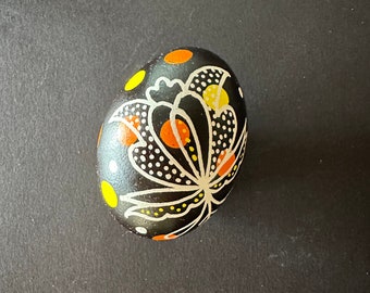 Yellow Orange Floral and Dot Pysanka