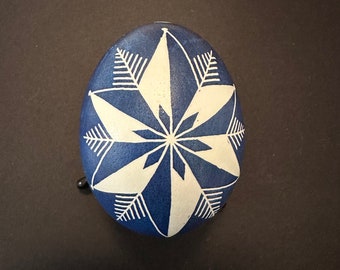 Snowflake Pysanka Ornament in Dark Blue