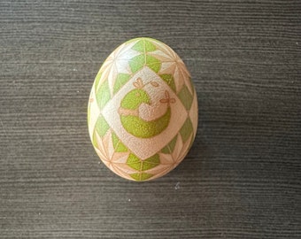 Etched and Dyed Brown Chicken Egg Pysanky