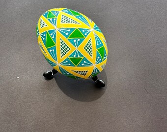 Blue Green Yellow 48 Triangles Pysanka