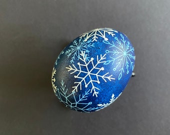Snowflakes Pysanka Ornament in Blues