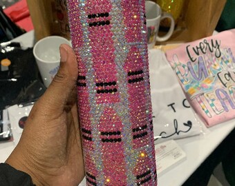 Pink Crayon Stainless Steel Fully Blinged 20oz Rhinestone Tumbler