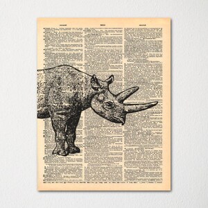 Rhinoceros Dictionary Art Print / Vintage Dictionary Paper
