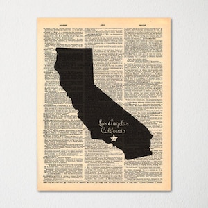 La Californie ville personnalisé dictionnaire Art Print Vintage dictionnaire papier