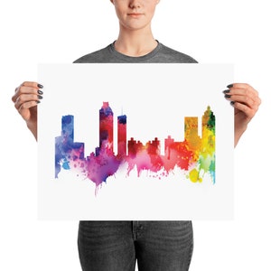 Atlanta Watercolor Skyline Poster