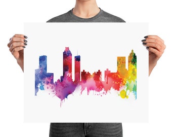 Atlanta Watercolor Skyline Poster