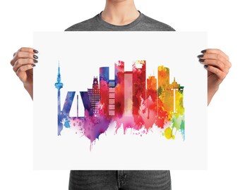Madrid Spain Watercolor Skyline Poster