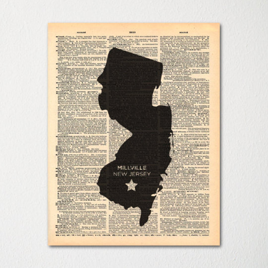 New Jersey Custom Citystate Dictionary Art Print / Vintage Dictionary