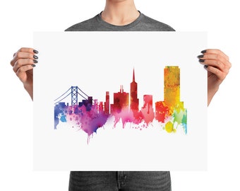 San Francisco California Watercolor Skyline Poster