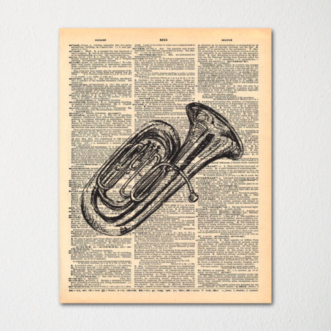 Tuba Dictionary Art Print / Vintage Dictionary Paper Etsy