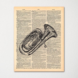 Tuba Dictionary Art Print / Vintage Dictionary Paper