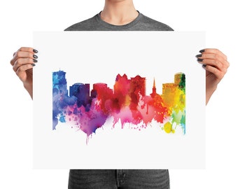 Orlando Florida Watercolor Skyline Poster