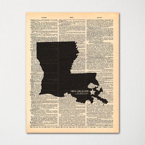 Louisiana Custom City-State Dictionary Art Print / Vintage Dictionary Paper