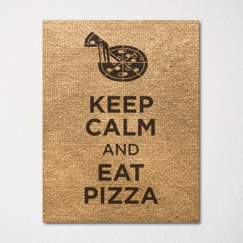 Plaque Métal Vintage Keep Calm And Eat Pizza - 30x20cm - Déco Murale Rigolote Cuisine