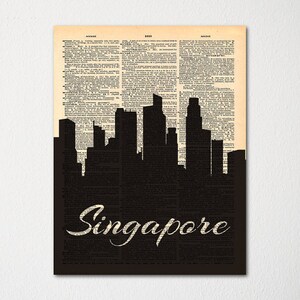 Singapore Skyline Dictionary Art Print / Cityscape Poster / Travel Art Deco