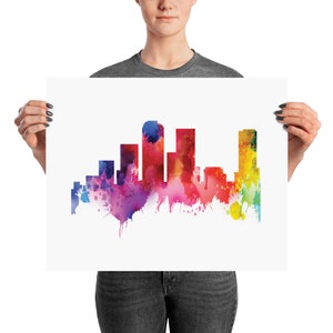 Denver Colorado Watercolor Skyline Poster