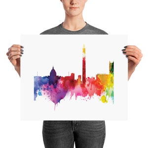 Washington DC Watercolor Skyline Poster