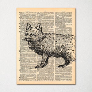 Fox Dictionary Art Print / Vintage Dictionary Paper