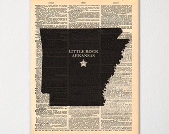 Arkansas Custom City-State Dictionary Art Print / Vintage Dictionary Paper