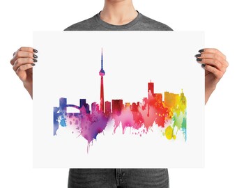 Toronto Canada Watercolor Skyline Poster