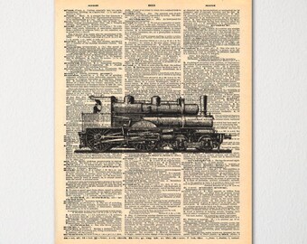 Train Dictionary Art Print / Vintage Dictionary Paper