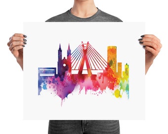 San Paulo Brazil Watercolor Skyline Poster