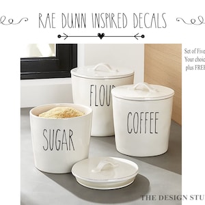 Rae Dunn Inspired Decal | SET OF 5 | Vinyl Decal | Rae Dunn Farmhouse | Kitchen Decal | Pantry Decal | Home Organization