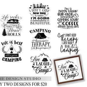 Camping Theme Decals, Great for framing or apply right to the wall, 10&quot; x 10&quot; 2 for 20 bonus option available
