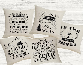camping themed throw pillows