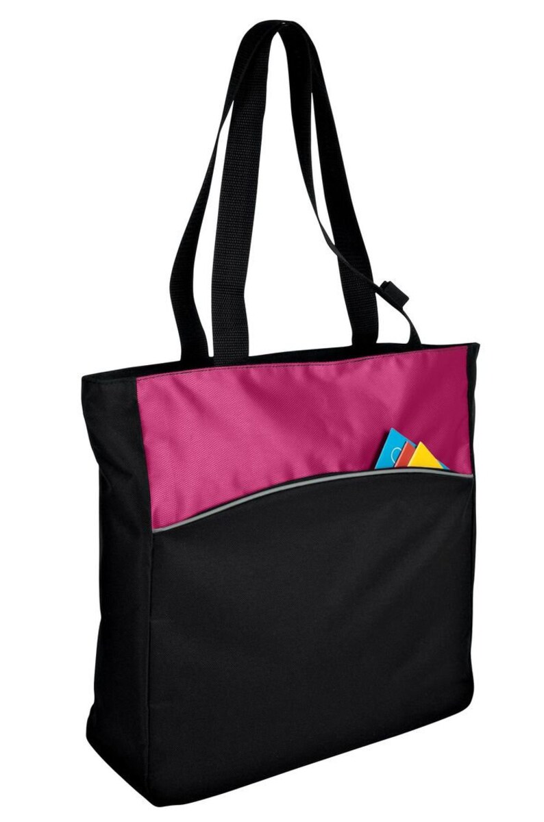 Scripture Tote Bag, Christian Tote Bag, Custom Book Bag, Large Zipped Main Compartment, Zip Front Pocket, Custom Tote Bag, Bible & Book Bag Tote#2 Pink/Black