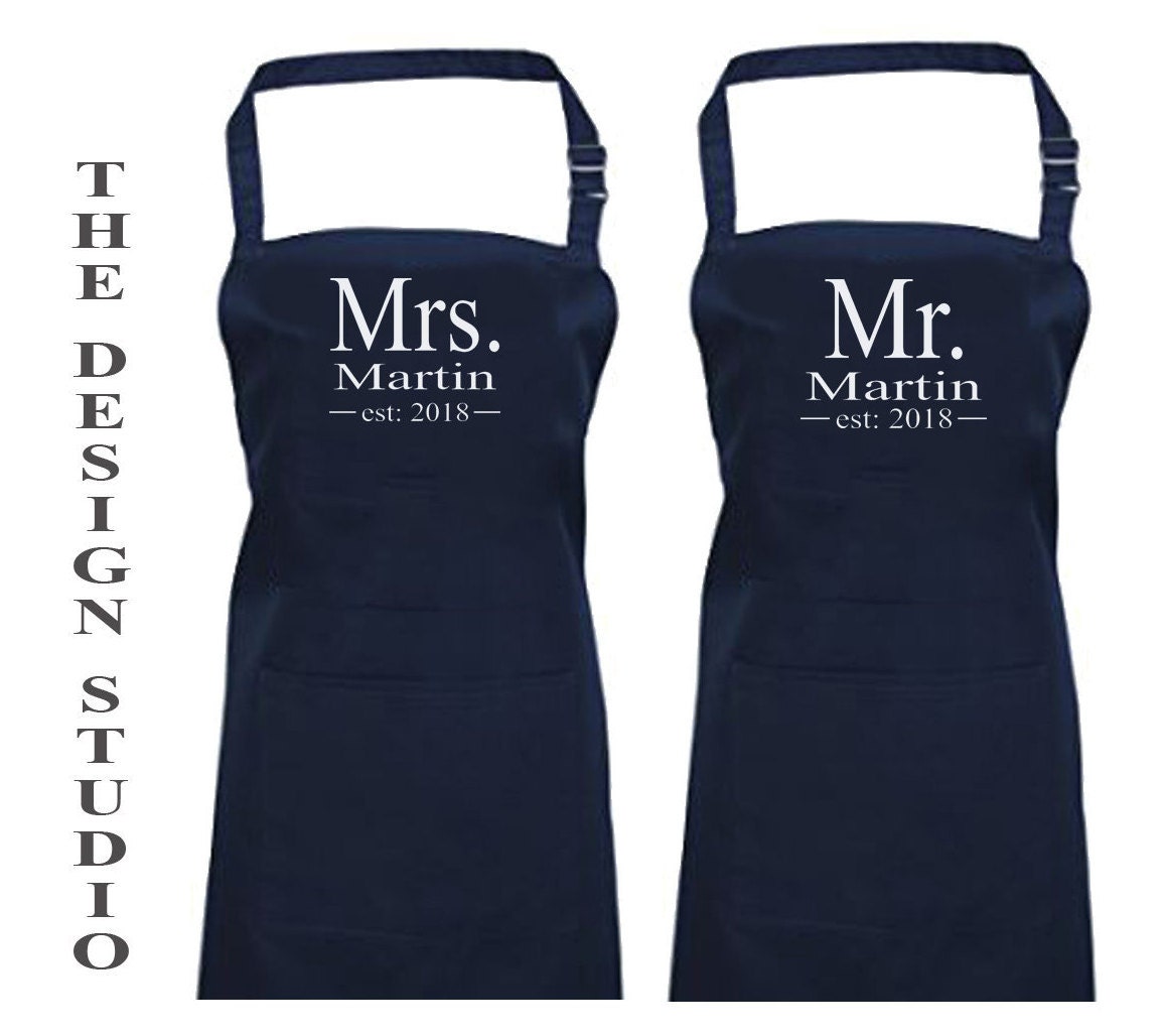  Mr. Mrs. Custom Name Apron, Personalized Couples Apron, High  Quality Cooking Apron, Customizable Kitchen Gift, Men and Women Matching  Gift, Gifts for Valentines Day, Mothers Day, Anniversary, Wedding :  Handmade Products