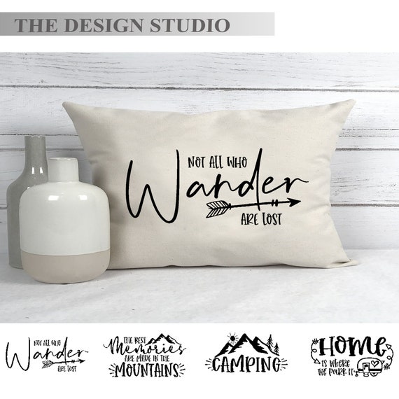 Camping Theme Pillow Not All Who Wander Are Lost Cabin D cor
