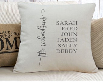 Personalized Family Name Throw Pillow Cover: Linen Blend Home Decor