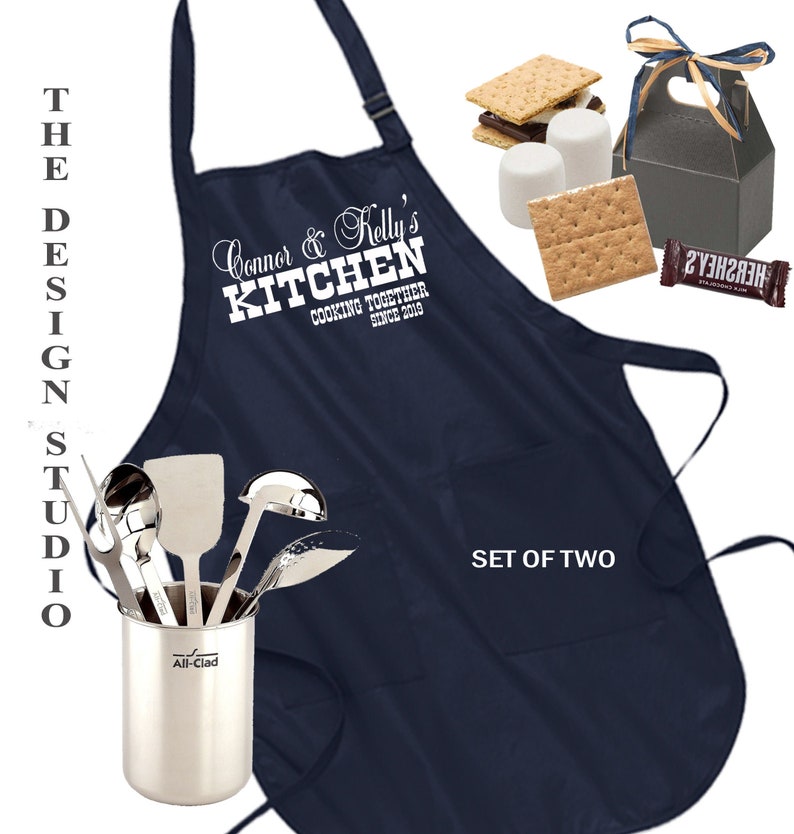 Our Kitchen Personalized Couples Aprons. Set of 2. Mr and Mrs Etsy