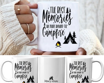 Campfire Mug, Personalized Ceramic Camp-Style Mug, The Best Memories are Made Around the Campfire