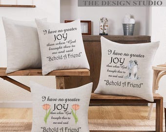 Friendship Pillow Cover: Farmhouse Chic Throw Pillow with Words