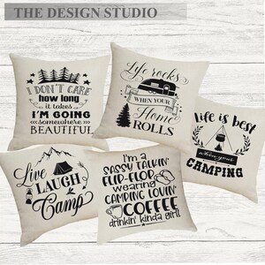 Camping Theme Outdoor Pillow, Cabin Décor Pillows, Cabin Pillow Cover, Country Pillow, Farmhouse Chic, Rustic Décor, Cover Only