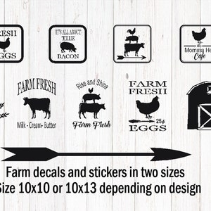Farmhouse Decals: Fresh Produce, Animals, Barn (Removable Stickers)