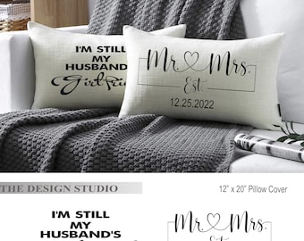 Personalized Mr & Mrs Pillow Cover, Wedding Gift, Anniversary Gift