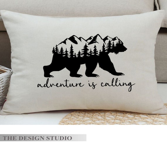 Camping Theme Pillow Not All Who Wander Are Lost Cabin D cor