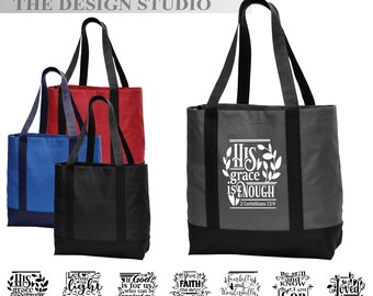 Bible Tote Bag with Scripture: Christian Book Bag