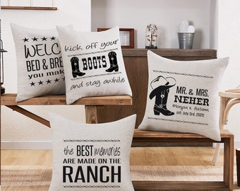 Ranch Decor Pillow Cover: Western Farmhouse Chic, Canvas Duck Cloth