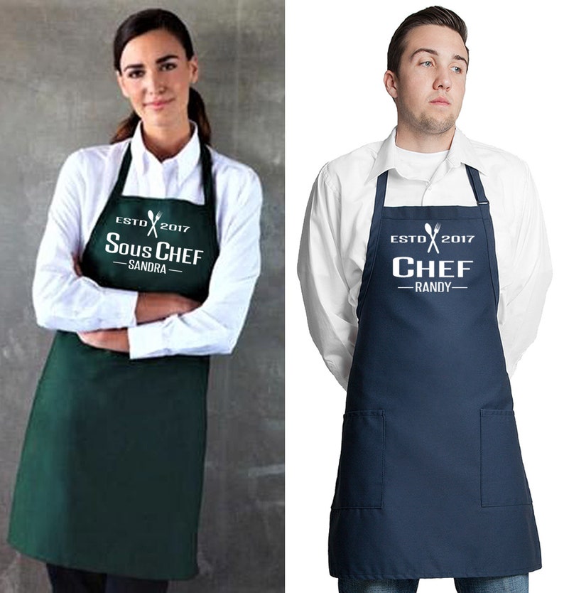 Our Kitchen Personalized Couples Aprons. Set of 2. Mr and Mrs Etsy